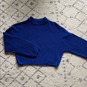 Sapphire cropped mock turtle-neck sweater